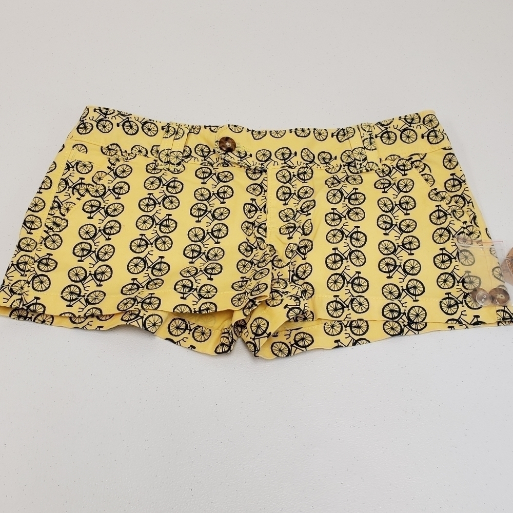Red Camel Womens Bicycle Bike Print Yellow Shorts Size 5
